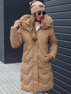 VEONI dámska zimná dlhá prešívaná bunda s kapucňou light beige FashionStreet TY4718