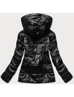 Čierna lesklá dámska bunda (B9751)