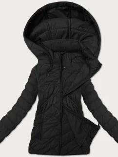 Ľahká čierna dámska prešívaná bunda s kapucňou J Style (16M9232-392)