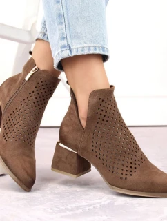 Semišové čižmy na podpätku Potocki W WOL213B hnedé