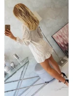 Šaty s ozdobnými volánikmi béžovej