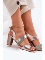 Sandały Damskie Na Słupku Sergio Leone SK866 Różowe Złoto