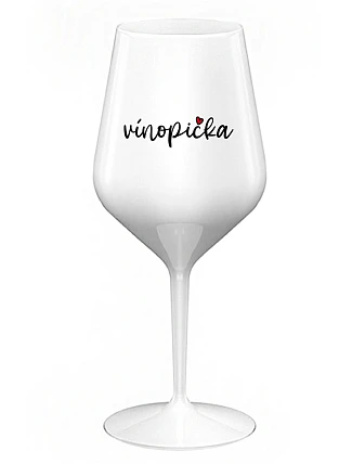 VINOPIECKA - biely nerozbitný pohár na víno 470 ml