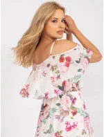 Dámske šaty TW SK BI 1100.45 svetlo béžová s kvetmi - FPrice