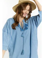 Džínsové šaty s vreckami DRE2850 modré - Monnari