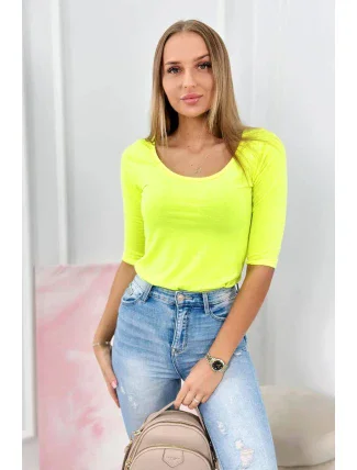 Blúzka s okrúhlym výstrihom žltá neónová