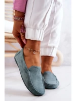 Zamszowe Mokasyny Damskie Miętowe Morreno