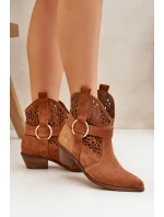 Zamszowe Botki Kowbojki Ażurowe Na Obcasie Zazoo 2994 Camel Zamszowe Botki Kowbojki Ażurowe Na Obcasie Zazoo 2994 Camel