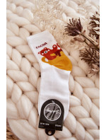 Dámske vtipné ponožky Medvedík v šálke bielej farby