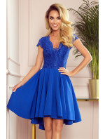Dámske šaty s čipkovaným výstrihom Numoco PATRICIA - modré
