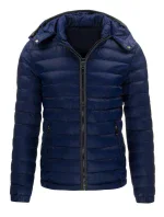 Pánska prechodová prešívaná bunda tmavo modrá - Tmavo modrá / L - DSTREET