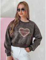 Dámska nadrozmerná mikina so srdcom DESSER graphite FashionStreet BY1464 Dámska nadrozmerná mikina so srdcom DESSER graphite FashionStreet BY1464