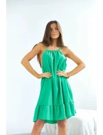 Zelené dámske šaty s volánom (652)