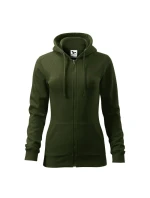 Dámska módna mikina na zips s kapucňou (vojenská)