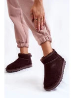 Damskie Zamszowe Niskie Śniegowce Brązowe Shelie