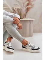 Damskie Niskie Sneakersy Z Eko Skóry Big Star OO274028 Biało-Szare