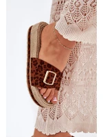 Klapki Damskie Na Platformie Ze Złotą Klamrą Panterka Selira