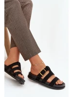 Dámské pantofle s pásky a zlatým sponem Černé Ulirissa