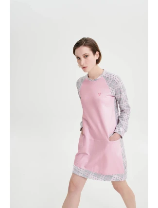 Dámska nočná košeľa s dlhým rukávom 19166 Pink - Vamp