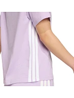 Dámske bavlnené tričko adidas Essentials 3-Stripes svetlo fialové JX7619