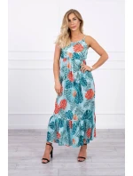 Šaty s motívom listov v mätovej farbe