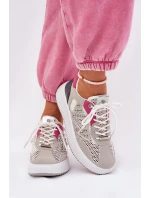 Buty Sportowe Damskie Z Siateczką I Ćwiekami Szare Ogalda