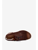 Kožené semišové sandále na podpätku so šnurovaním Zazoo 40523 Chocolate Kožené semišové sandále na podpätku so šnurovaním Zazoo 40523 Chocolate
