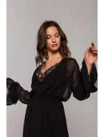 Dámske šifónové šaty so spodničkou K136 Čierna - Makover Dámske šifónové šaty so spodničkou K136 Čierna - Makover
