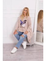 Oversize blúzka s potlačou béžová