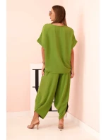 Viskózová blúzka + nohavice olivová Viskózová blúzka + nohavice olivová