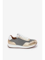 Skórzane Buty Sportowe Sneakersy Damskie D&A LR51-847 Złote