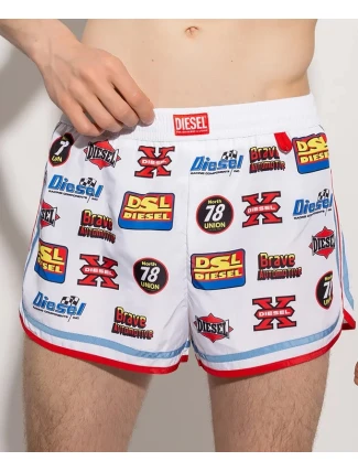 Pánske kúpacie kraťasy - 00S0L6-0NDAC-100 - biela/potlač - Diesel