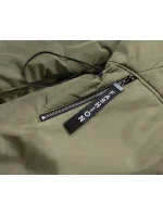 Kaki-biela dámska bunda pre prechodné obdobie (B8037-11026)