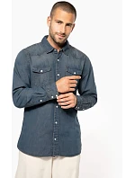 Kariban K 519 Džínsová košeľa s dlhým rukávom 20.K519 blue jean