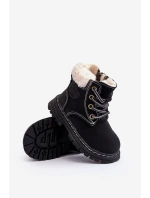 Dziecięce Trapery Botki Na Suwak z Kożuszkiem Czarne Marialee