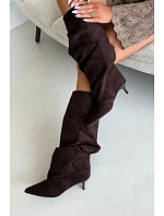 Zmačkané čižmy Kitten Heel Slip-on zo semišu, hnedé, Lowen