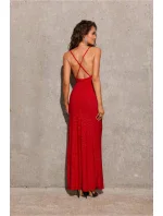 Dlhé šaty SUK0427 červené - Roco Fashion