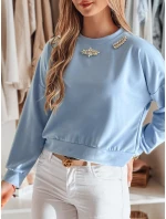 Dámska blúzka s dlhými rukávmi a motýlikom CRYSTALIA modrá FashionStreet RY2769 Dámska blúzka s dlhými rukávmi a motýlikom CRYSTALIA modrá FashionStreet RY2769