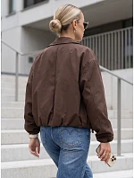 Krátka dámska prechodná bunda typu bomber bez kapucne, hnedá, FashionStreet TY5957 Krátka dámska prechodná bunda typu bomber bez kapucne, hnedá, FashionStreet TY5957