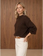 Klasický dámsky sveter s okrúhlym výstrihom, čokoládová farba, FashionStreet MY2597 Klasický dámsky sveter s okrúhlym výstrihom, čokoládová farba, FashionStreet MY2597