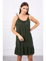 Šaty s tenkým pásikom khaki