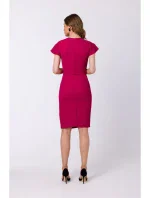 S336 Puzdrové šaty s opaskom - slivka