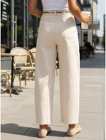Dámske nohavice s vysokým pásom a šnurovaním béžová FashionStreet UY2900 Dámske nohavice s vysokým pásom a šnurovaním béžová FashionStreet UY2900