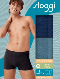 Pánske boxerky GO Smooth Hipster C2P - neznáme - modré V003 - SLOGGI