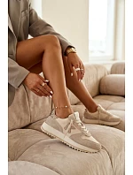 Dámske kožené semišové tenisky na platforme Kobbo 100103 Beige Dámske kožené semišové tenisky na platforme Kobbo 100103 Beige