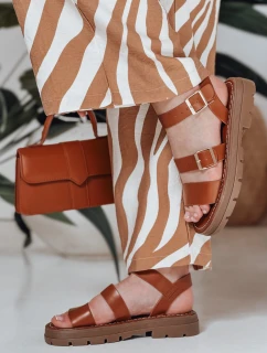 Dámske sandále s prackami SOLARIA camel FashionStreet ZY0891