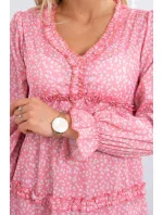 Šaty s ozdobnými volánikmi tmavo marhuľová