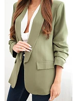 Elegantné sako s klopami svetlej khaki farby Elegantné sako s klopami svetlej khaki farby