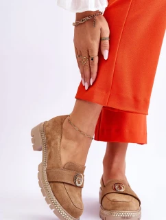 Eleganckie Zamszowe Mokasyny Ciemnobeżowe Laverne