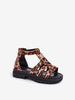 Dziewczęce Sandałki Gladiatorki Ze Złotym Detalem Panterka Vesira